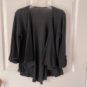 Black light sweater jacket 3/4 sleeve w button cuff light weight sexy fun office